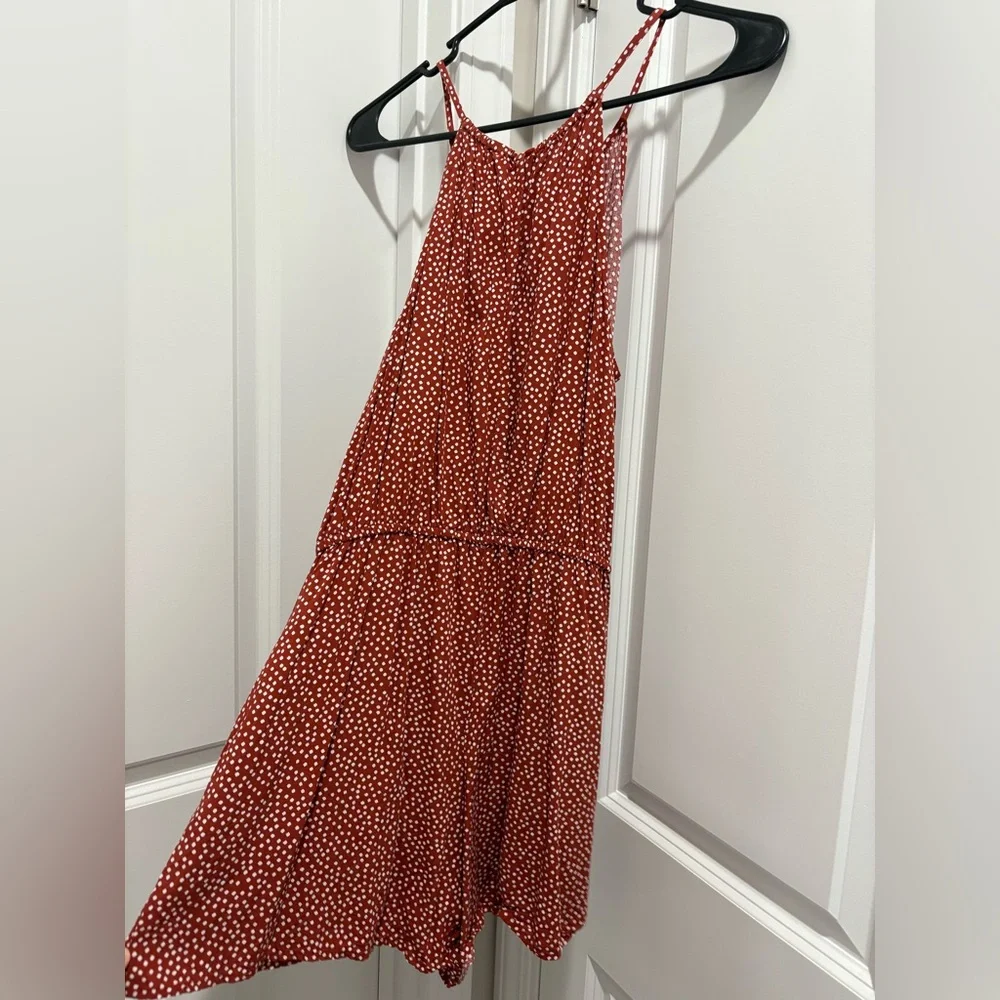 Old Navy Red Clay Dot Surplice-Back Romper with Pockets - Picture 5 of 9